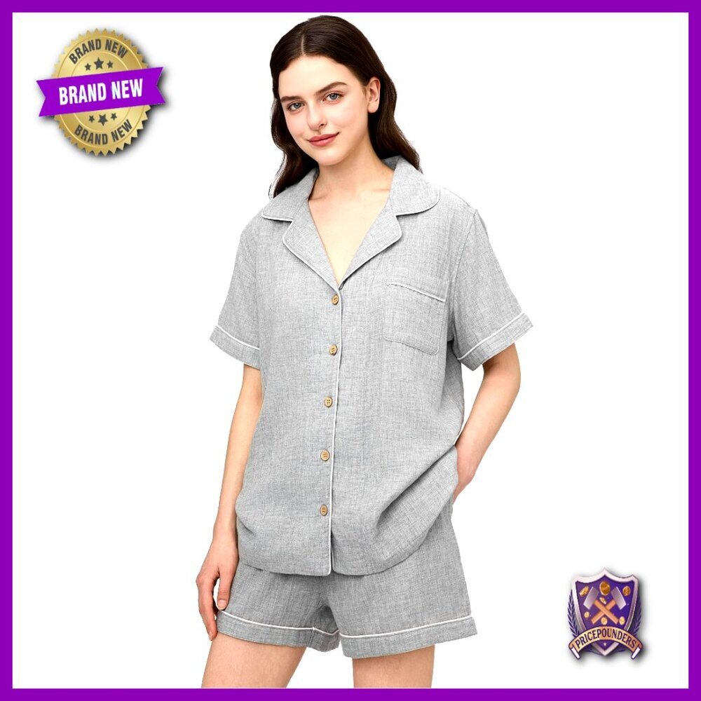 Soft Gauze Cotton Pajama Set Women's Sleepwear Lounge 2 Piece Medium